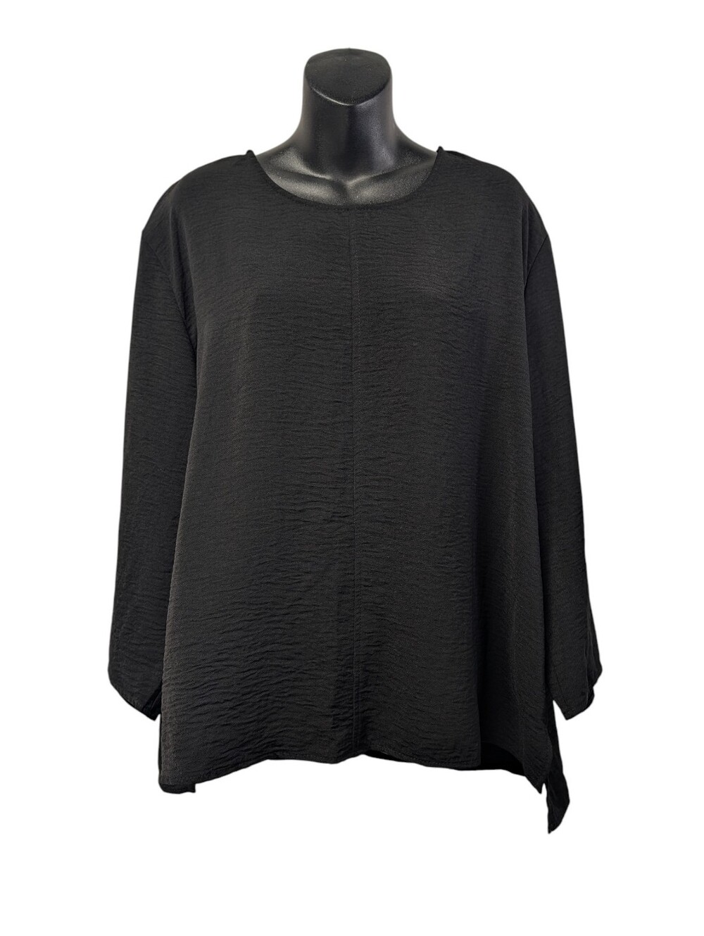 nlt Women's Black Button Keyhole Neck 3/4 Sleeve Sleeve Top  Blouse Size 2XL